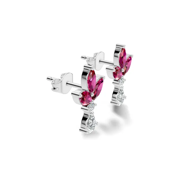 Pink_Floral_Gemstone_Drop_Earrings_For_Women