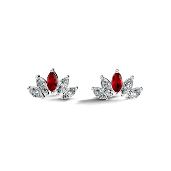 Rose_Red_And_Clear_Stone_Stud_Earrings_For_Women