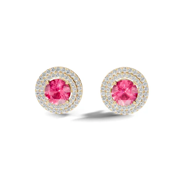 Pink_Stone_Halo_Stud_Earrings_For_Women