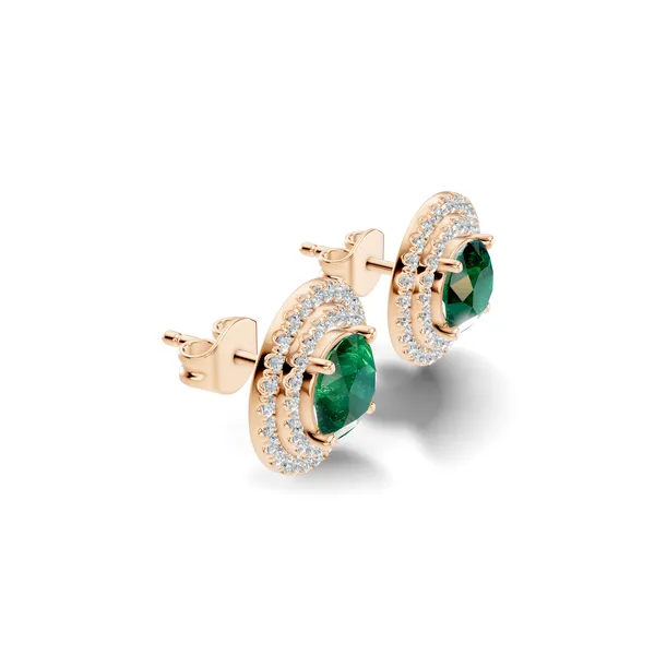 Green_Gemstone_Halo_Stud_Earrings_For_Women
