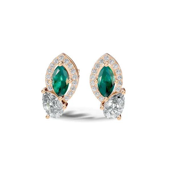 Rose_Green_And_Clear_Stone_Stud_Earrings