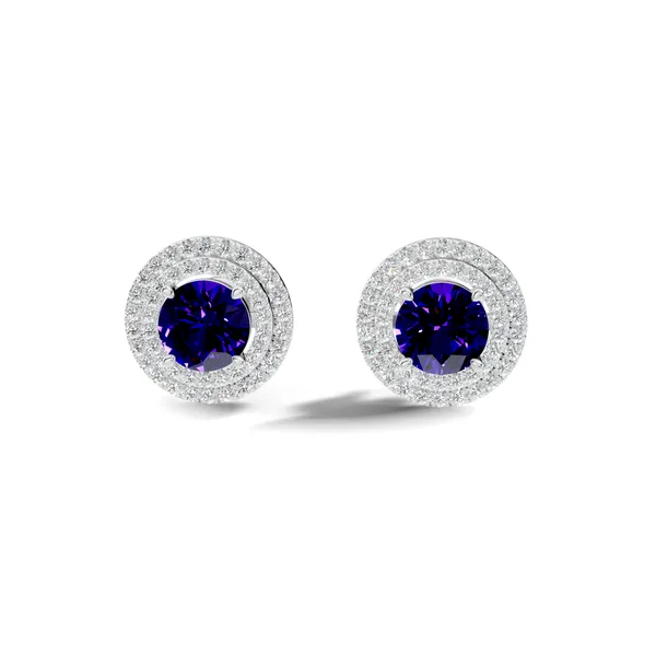 Blue_Stone_Halo_Stud_Earrings_For_Women