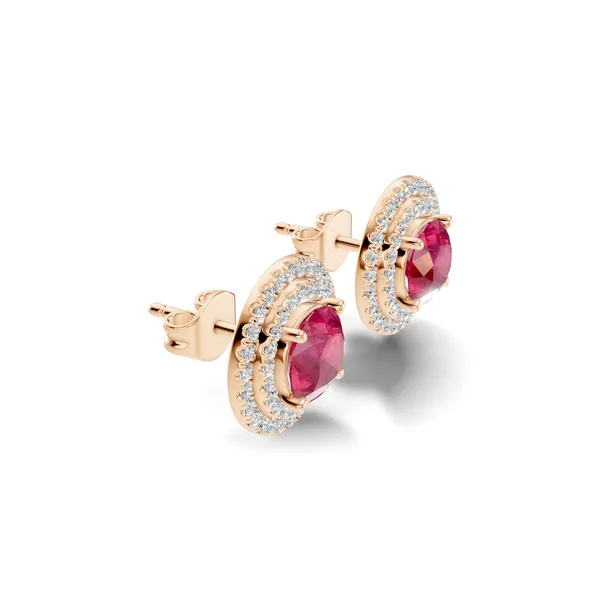Pink_Stone_Halo_Stud_Earrings_For_Women