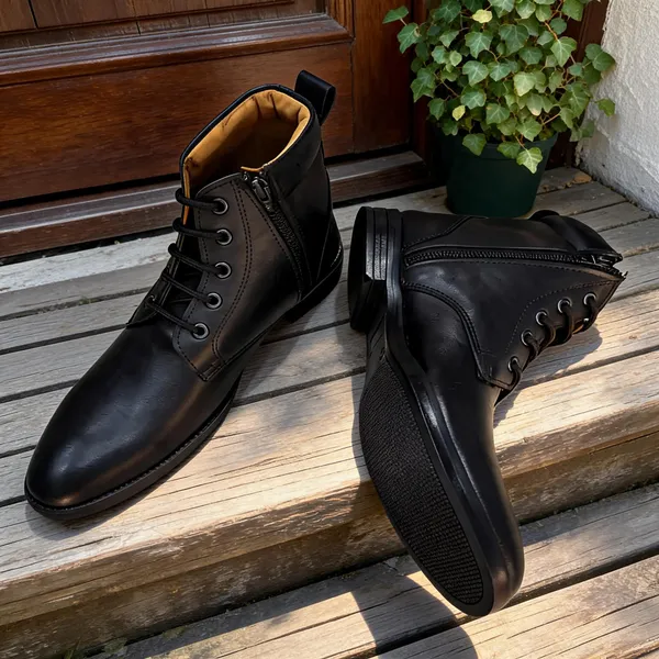 Black_Leather_Lace-Up_Ankle_Boots_For_Men