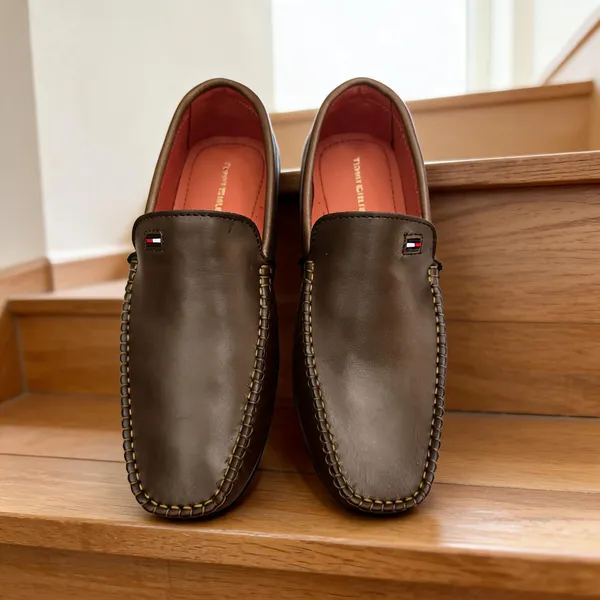 Brown_Leather_Slip-On_Contrast-Stitch_Loafers_For_Men