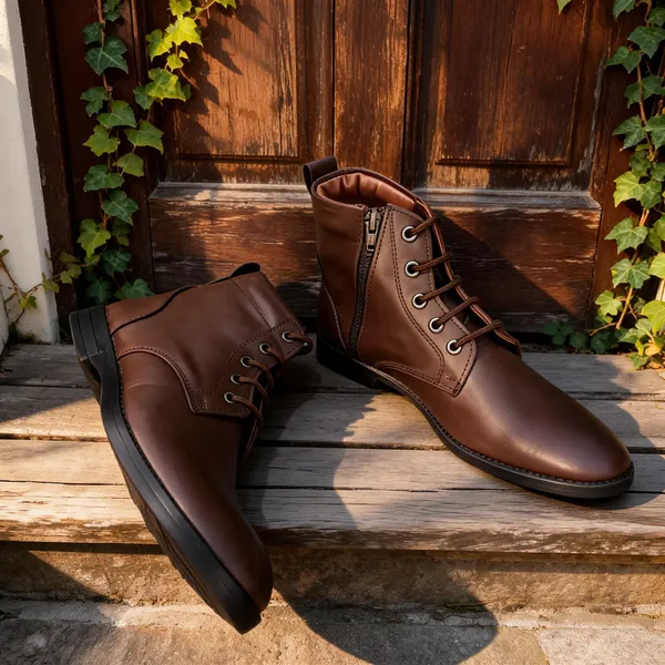 Brown_Leather_Lace-Up_Casual_Ankle_Boots_For_Men