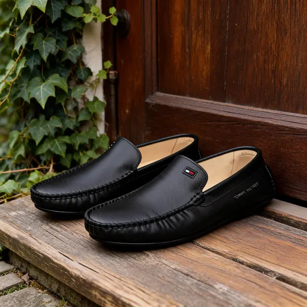 Black_Leather_Slip-On_Moc-Toe_Loafers_For_Men
