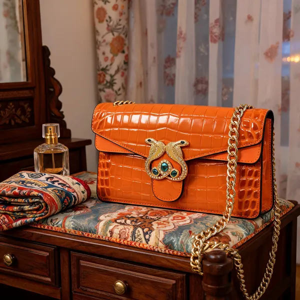 Orange_Textured_Synthetic_Leather_Shoulder_Bag_for_Women