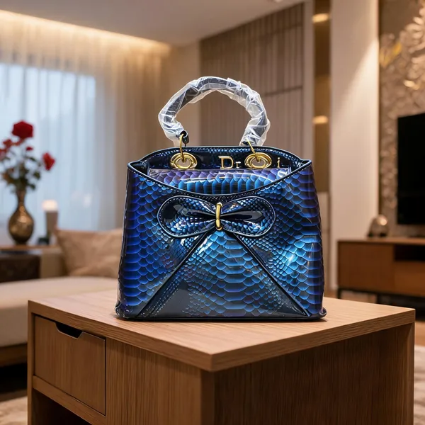 Blue_Textured_Bow_Detail_Handbag_for_Women