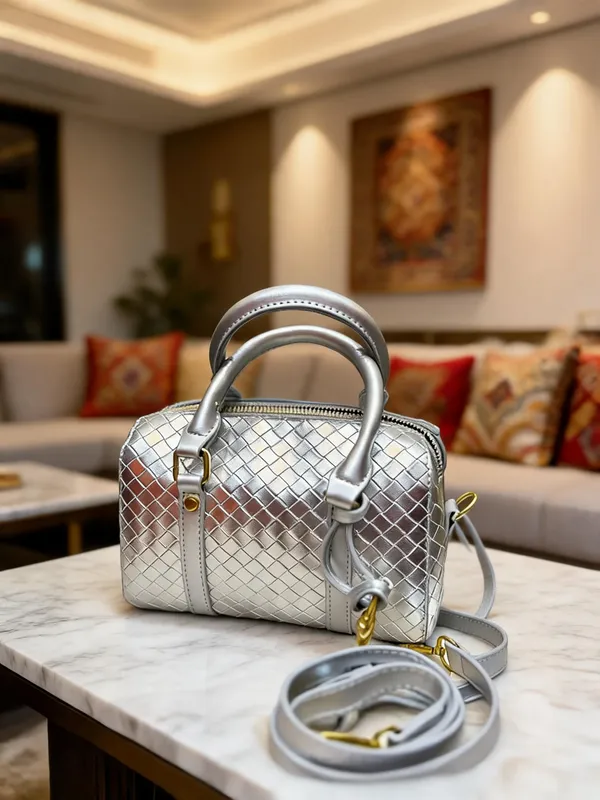 Silver_Metallic_Structured_Handbag_For_Women