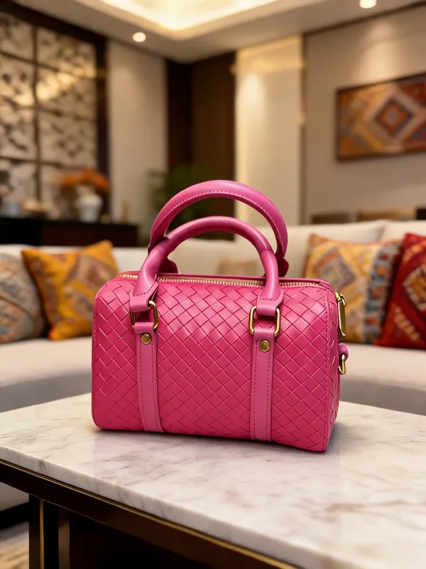 Pink_Woven_Structured_Handbag_for_Women