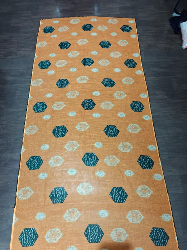 Orange_And_Green_Printed_Saree_Set