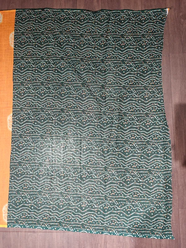 Orange_And_Green_Printed_Saree_Set