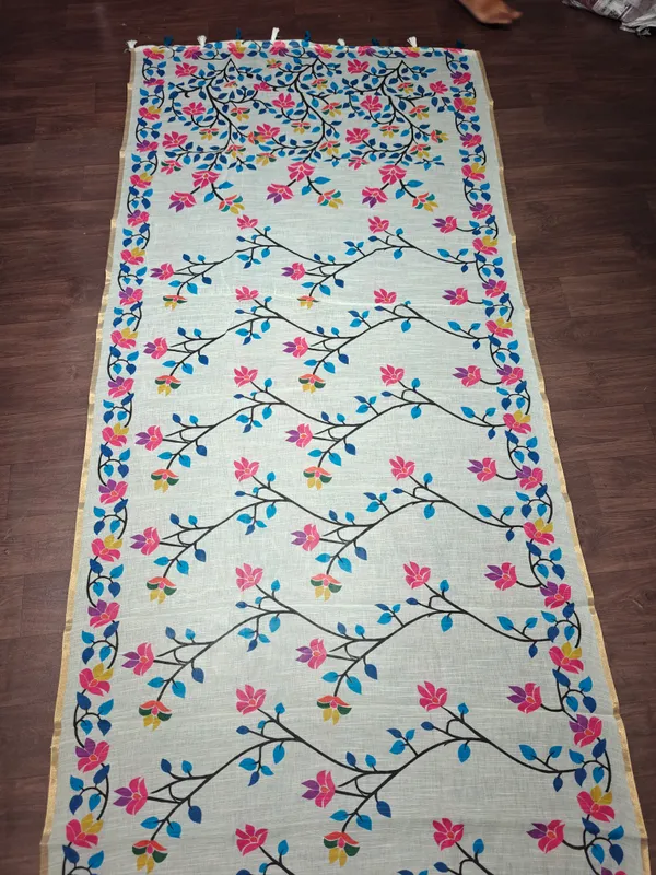 Light_Blue_Printed_Saree_With_Blouse_Piece