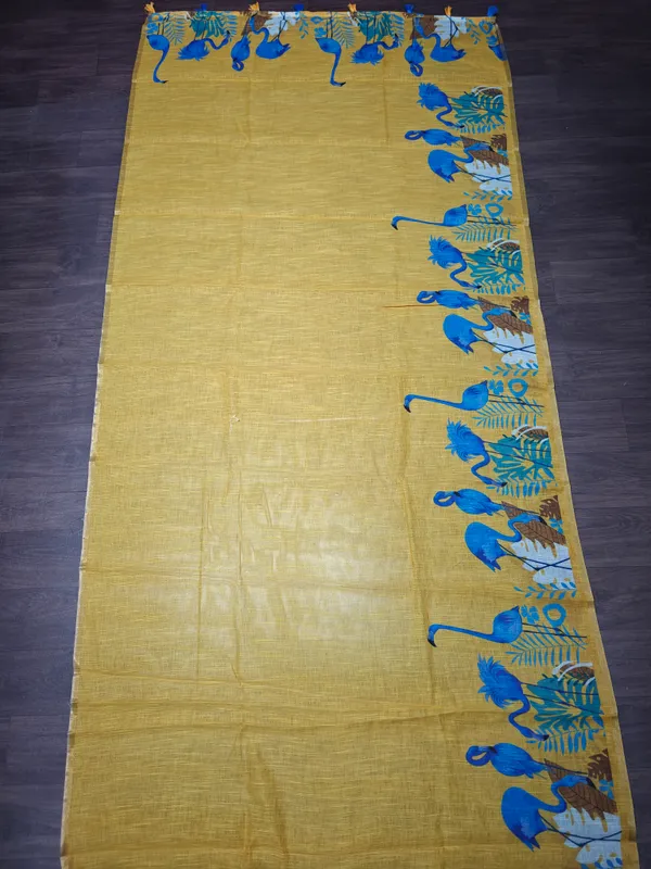 Yellow_Blue_Saree_With_Blouse_Piece