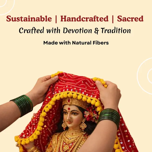 Cotton_Bandhani_Chunri_With_Pom_Pom_And_Mirror_Work