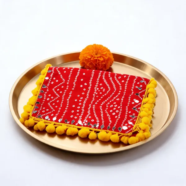 Cotton_Bandhani_Chunri_With_Pom_Pom_And_Mirror_Work