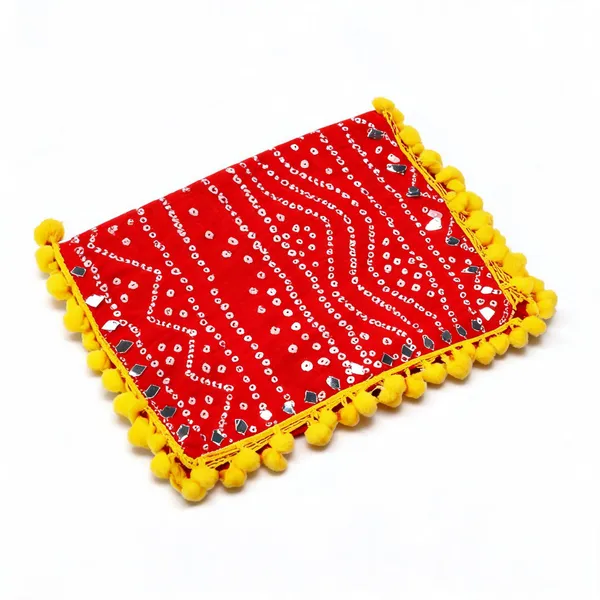 Cotton_Bandhani_Chunri_With_Pom_Pom_And_Mirror_Work