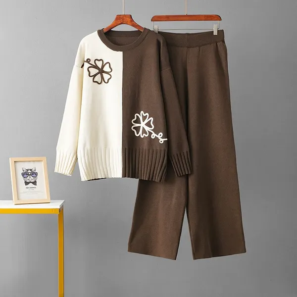 Brown_And_Cream_Knit_Relaxed_Fit_Co-Ord_Set_for_Women