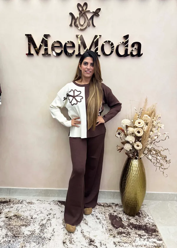 Brown_And_Cream_Knit_Relaxed_Fit_Co-Ord_Set_for_Women
