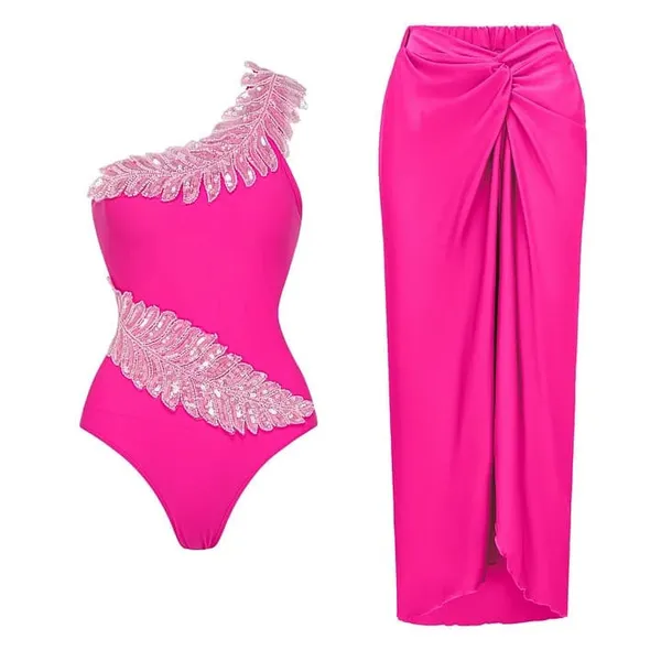 Pink_Lace_Embellished_Bodysuit_And_Skirt_Set_for_Women