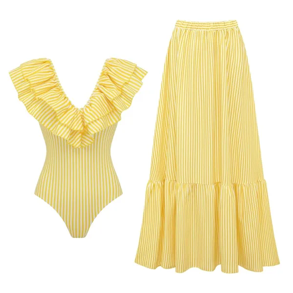Yellow_Striped_Ruffle_Swimwear_Set_for_Women
