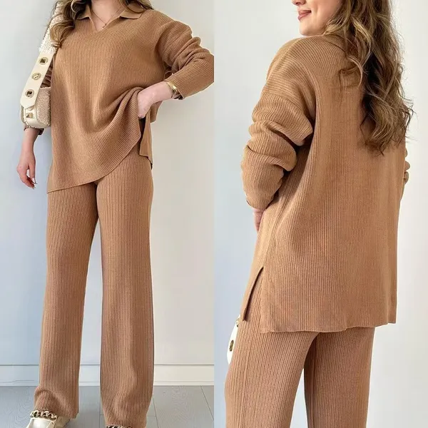 Camel_Ribbed_Knit_Relaxed_Fit_Co-Ord_Set_for_Women