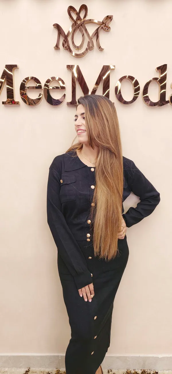 Black_Casual_Button_Front_Skirt_Set_for_Women