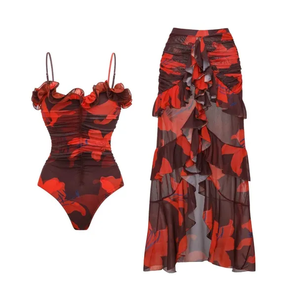 Red_Printed_Ruffle_Skirt_Set_for_Women