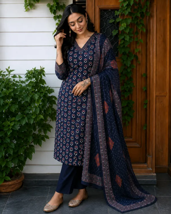 Navy_Printed_Straight_Kurta_Set_For_Women