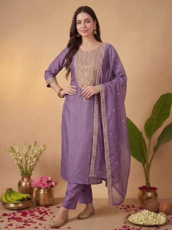 Purple_Embroidered_Straight_Kurta_Set_For_Women