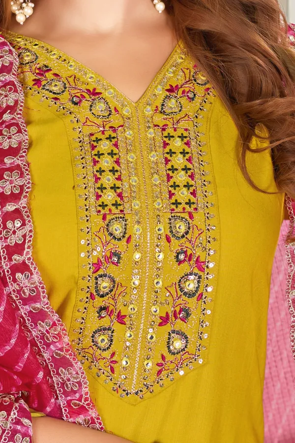 Mustard_Embroidered_Straight_Kurta_Set_For_Women
