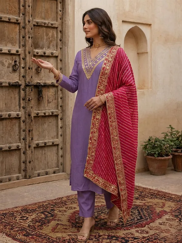 Purple_Embroidered_Straight_Kurta_Set_For_Women