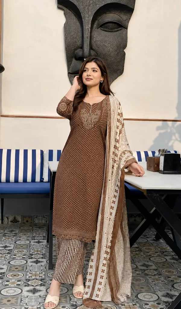 Brown_Printed_Straight_Kurta_Set_For_Women