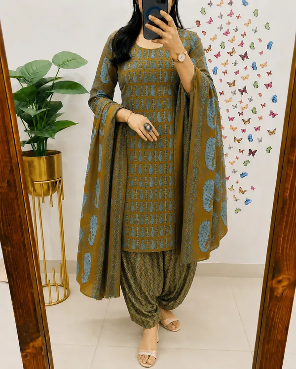 Mustard_Printed_Straight_Kurta_Set_For_Women