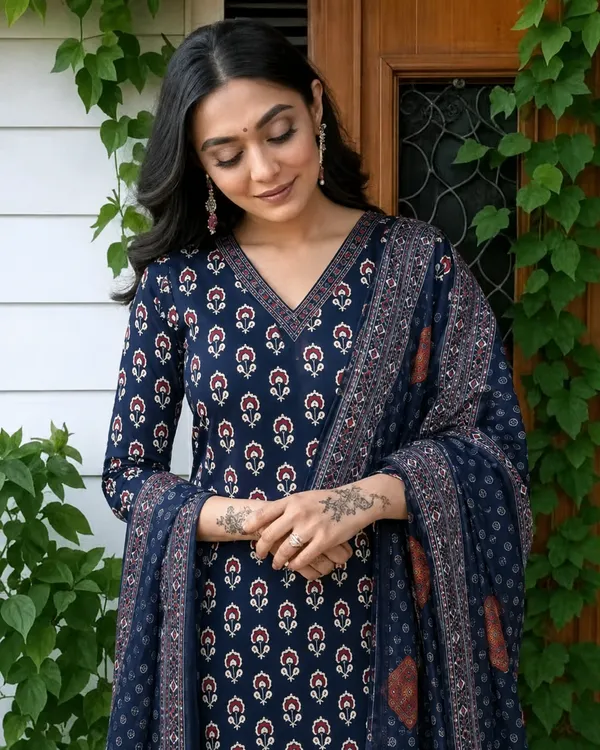 Navy_Printed_Straight_Kurta_Set_For_Women