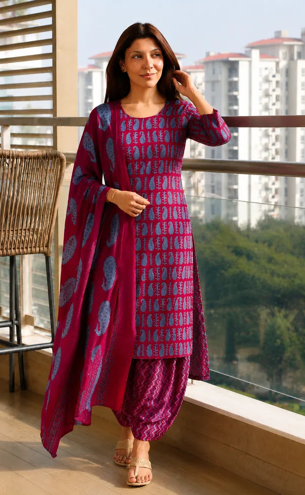 Maroon_Printed_Straight_Kurta_Set_For_Women