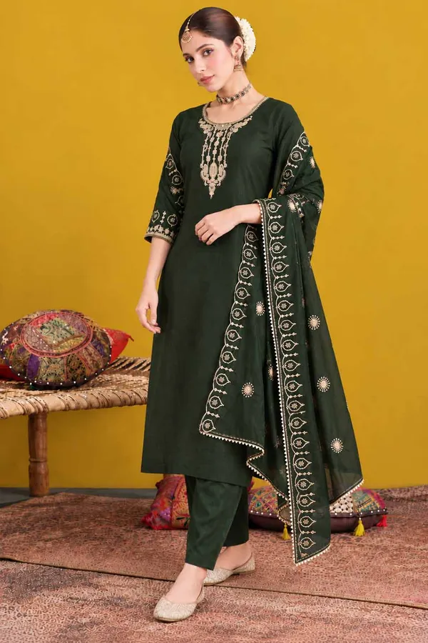 Dark_Green_Embroidered_Straight_Kurta_Set_For_Women