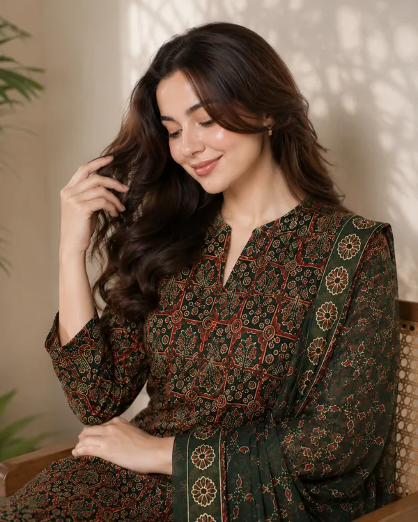 Green_Printed_Straight_Kurta_Set_For_Women