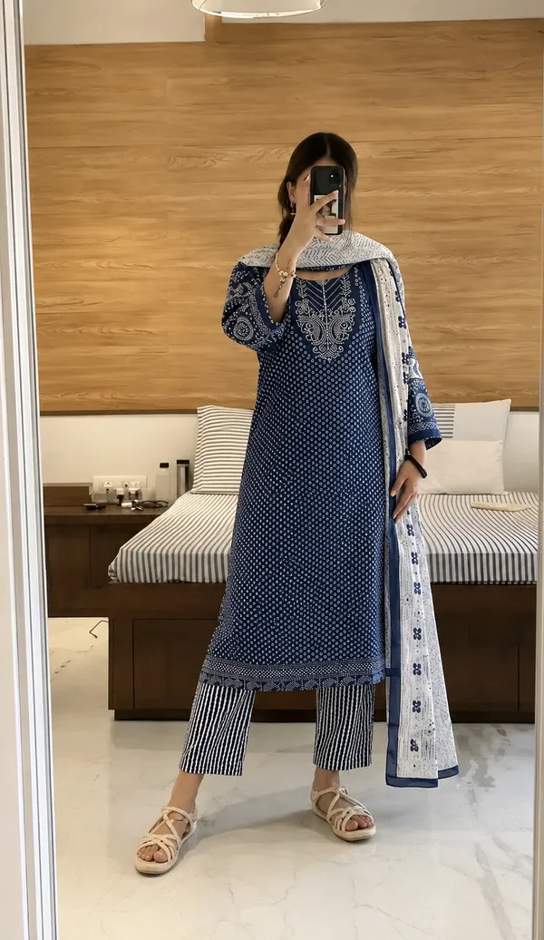 Navy_Printed_Straight_Kurta_Set_For_Women