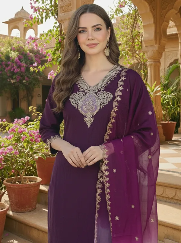 Purple_Embroidered_Straight_Kurta_Set_For_Women