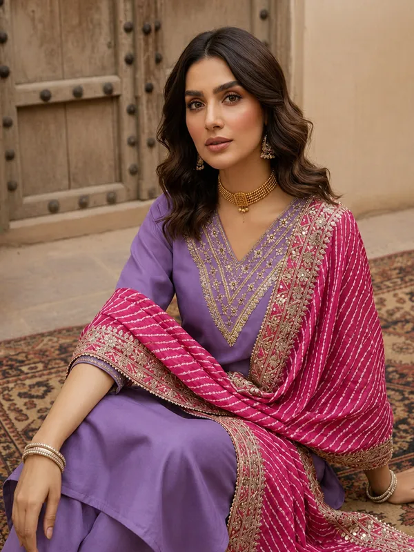 Purple_Embroidered_Straight_Kurta_Set_For_Women