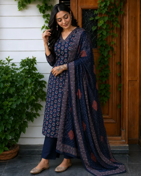 Navy_Printed_Straight_Kurta_Set_For_Women