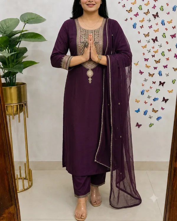 Purple_Embroidered_Straight_Kurta_Set_For_Women