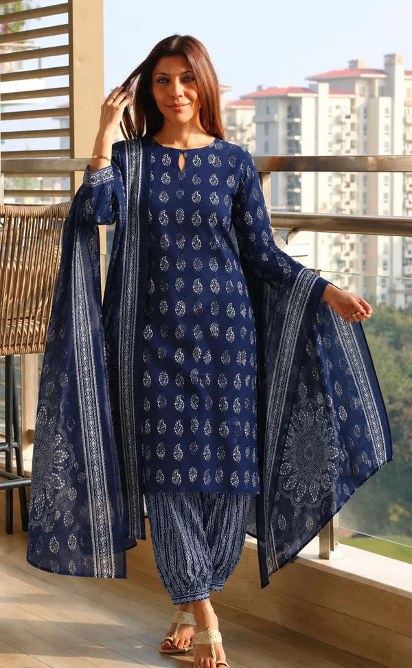 Navy_Blue_Printed_Straight_Kurta_Set_For_Women