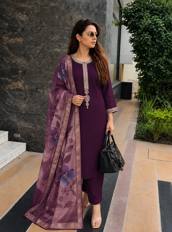 Purple_Embroidered_Straight_Kurta_Set_For_Women