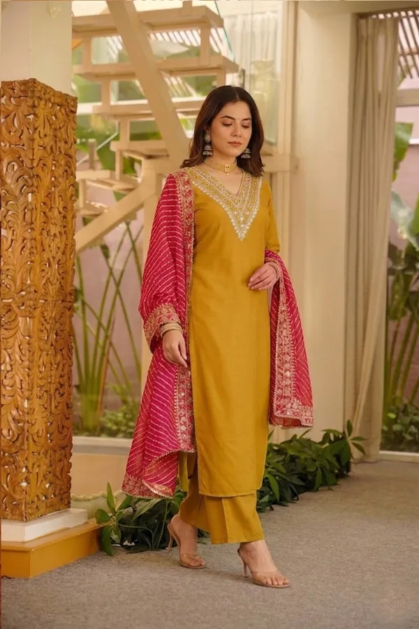 Mustard_Embroidered_Straight_Kurta_Palazzo_Set_For_Women