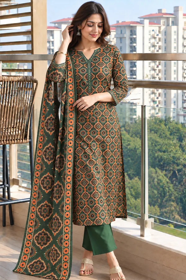 Green_Printed_Straight_Kurta_Set_For_Women