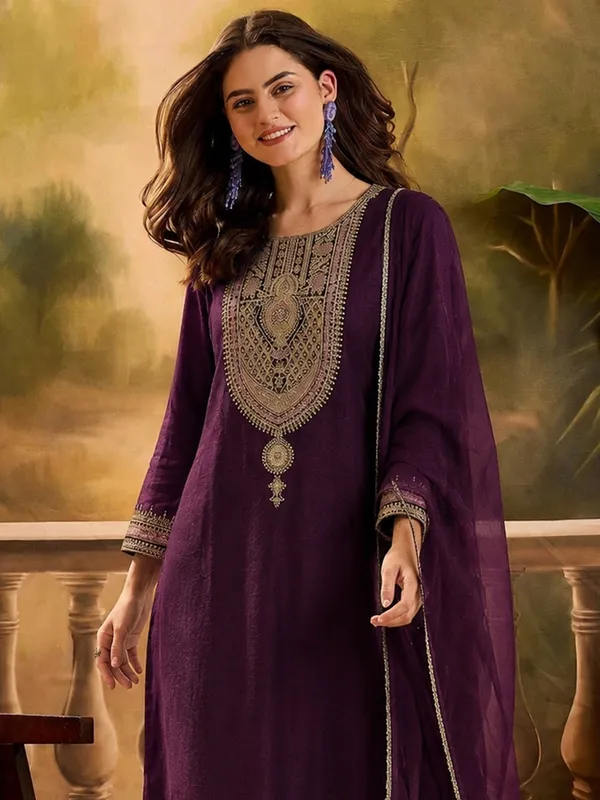 Purple_Embroidered_Straight_Kurta_Set_For_Women