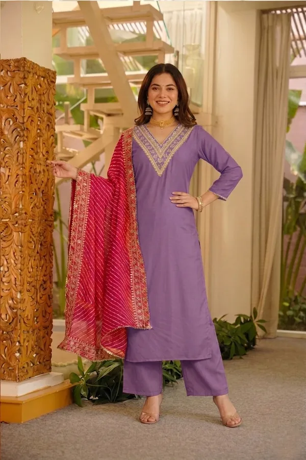 Purple_Embroidered_Straight_Kurta_Set_For_Women